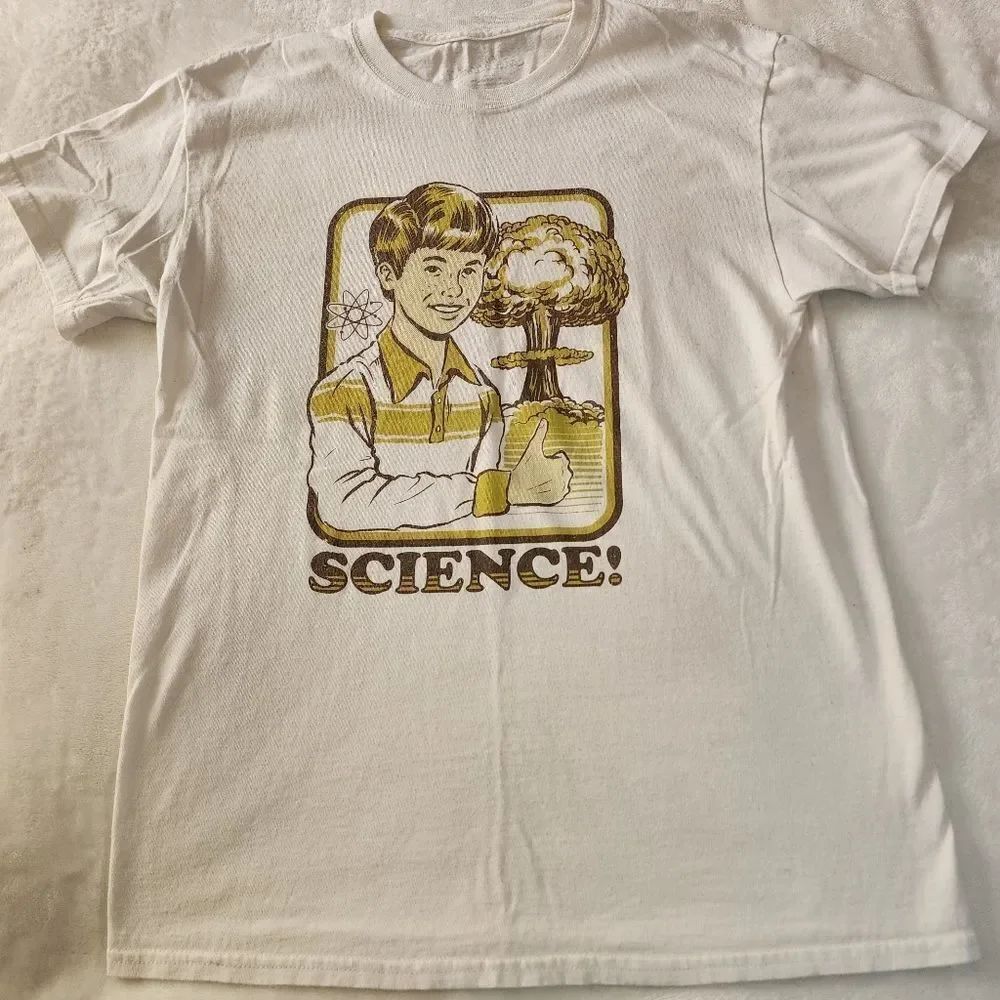 Threadless Off White Tshirt With Science Nuclear Bomb Graphic Size Medium